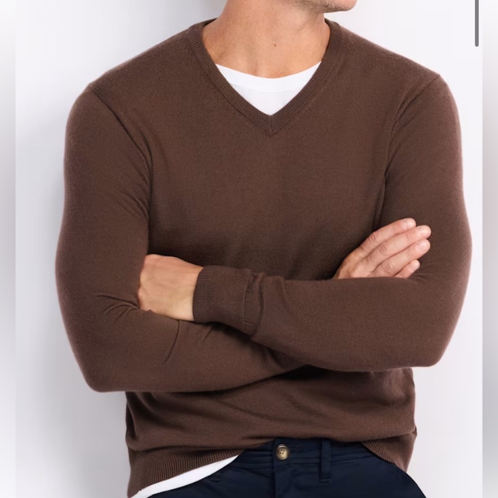 Men's Christian Lacroix Cashmere Brown V-Neck Sweater - NWT, size 3XL